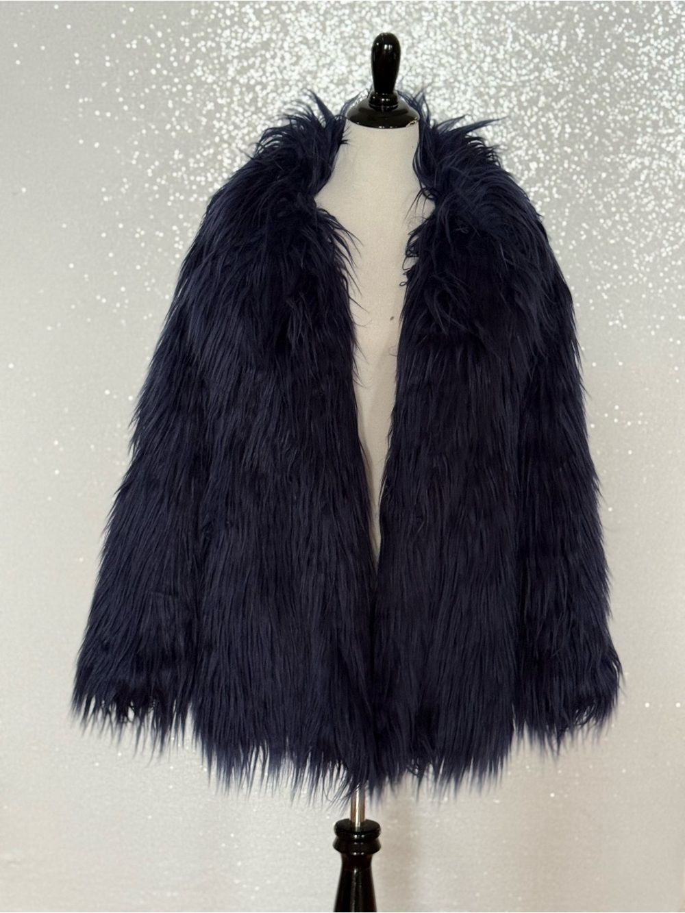 Azalea Wang Breckenridge Blue Faux Fur Coat Medium NWT Long Shaggy Plush Y2K - Picture 10 of 15